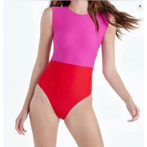 Summersalt The Surf One-Piece Swimsuit Women's Size 14 Red Pink Back Zipper
